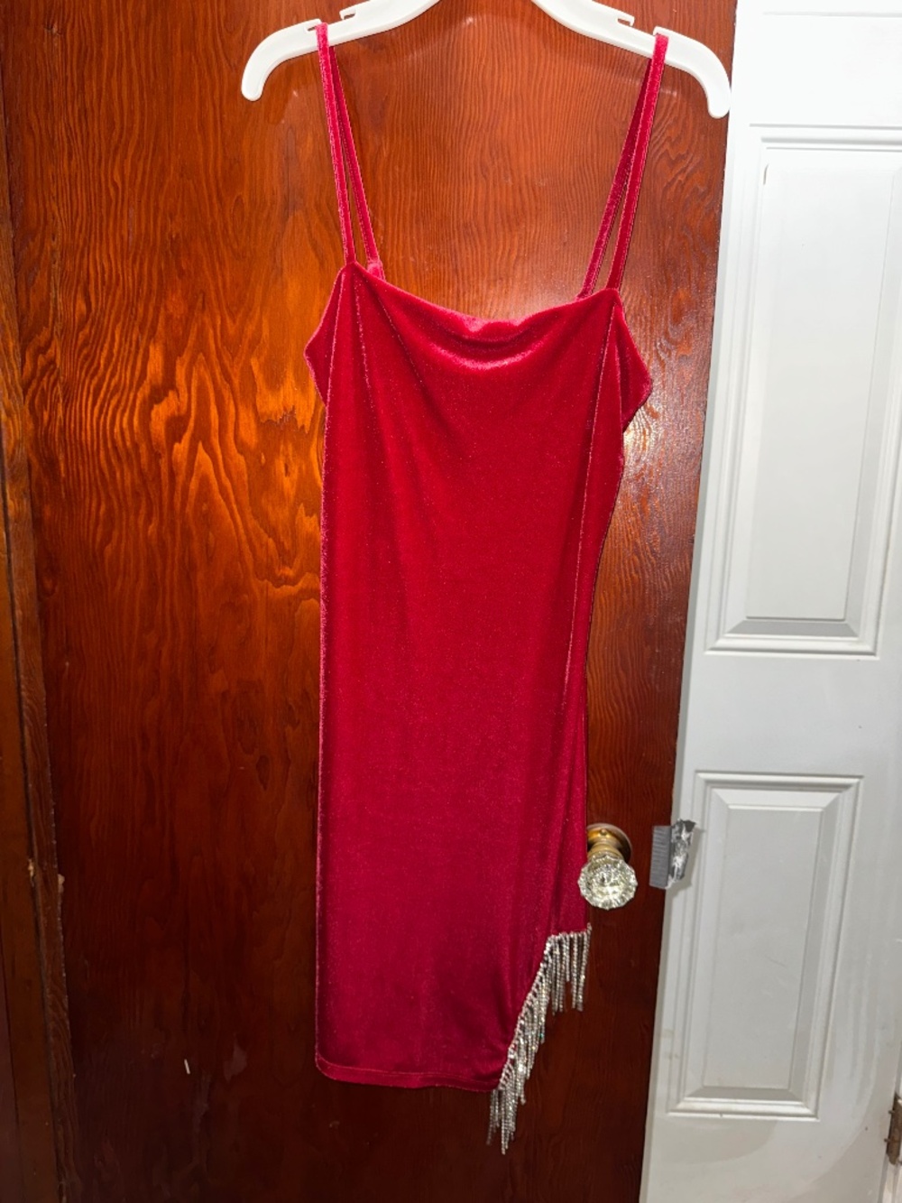 Red velvet cocktail dress